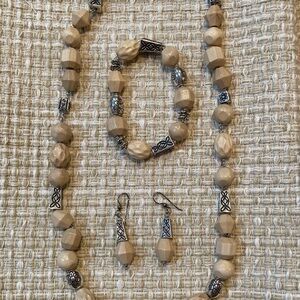 Brighton Tan and Silver Beaded Necklace Set
